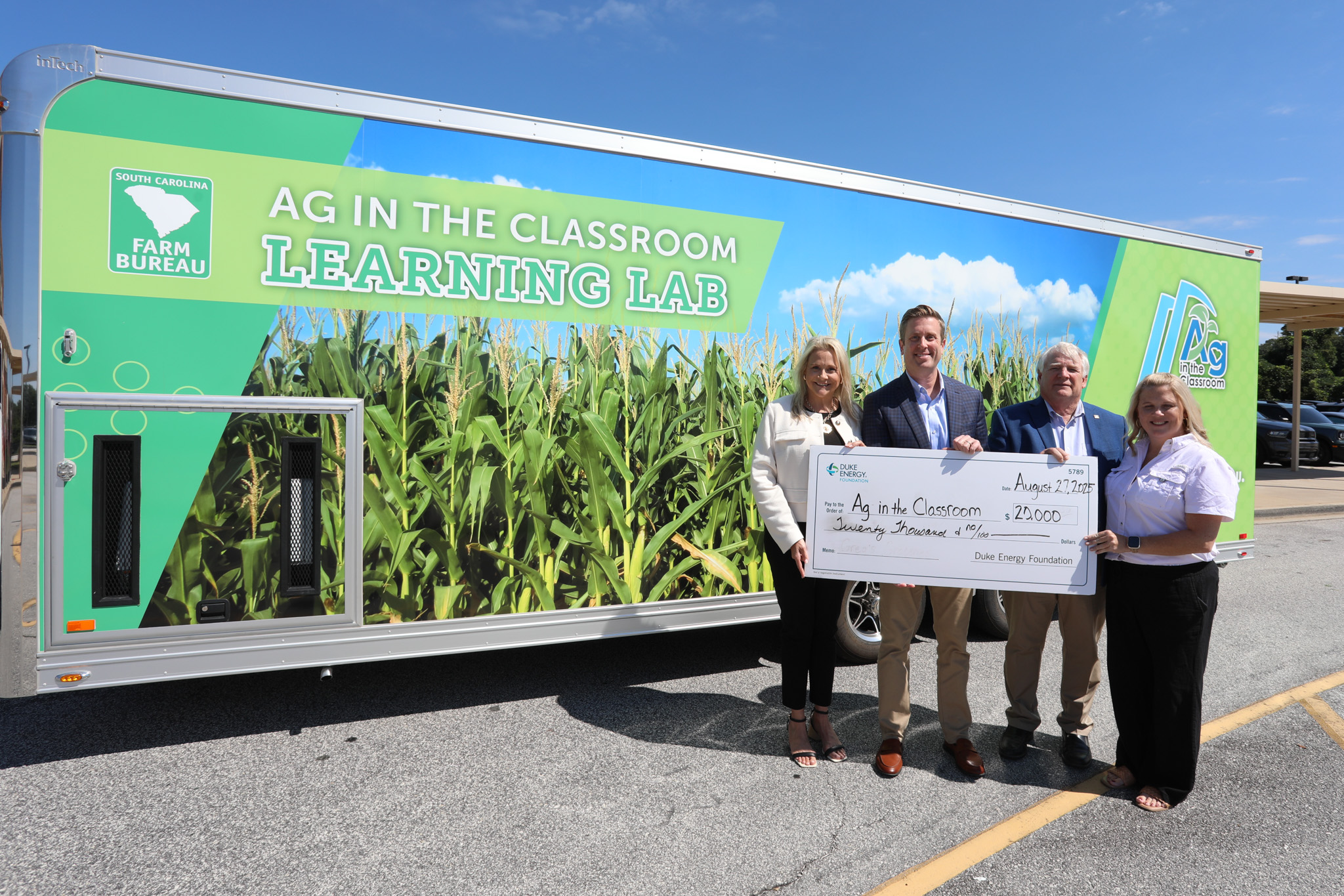 Trent Acker, Duke Energy government and community relations manager, presented SC AITC with a $20,000 check to support scholarships for the Learning Lab