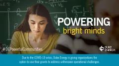 Logo featuring young woman in math classroom