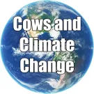 Picture of the globe with the caption cows and a climate change