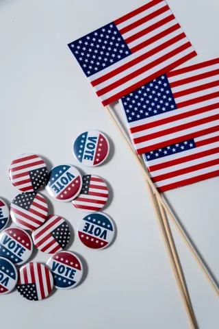 American flag buttons and mini flags