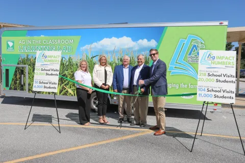 Ribbon cutting for the new AITC Mobile Ag Learning Lab